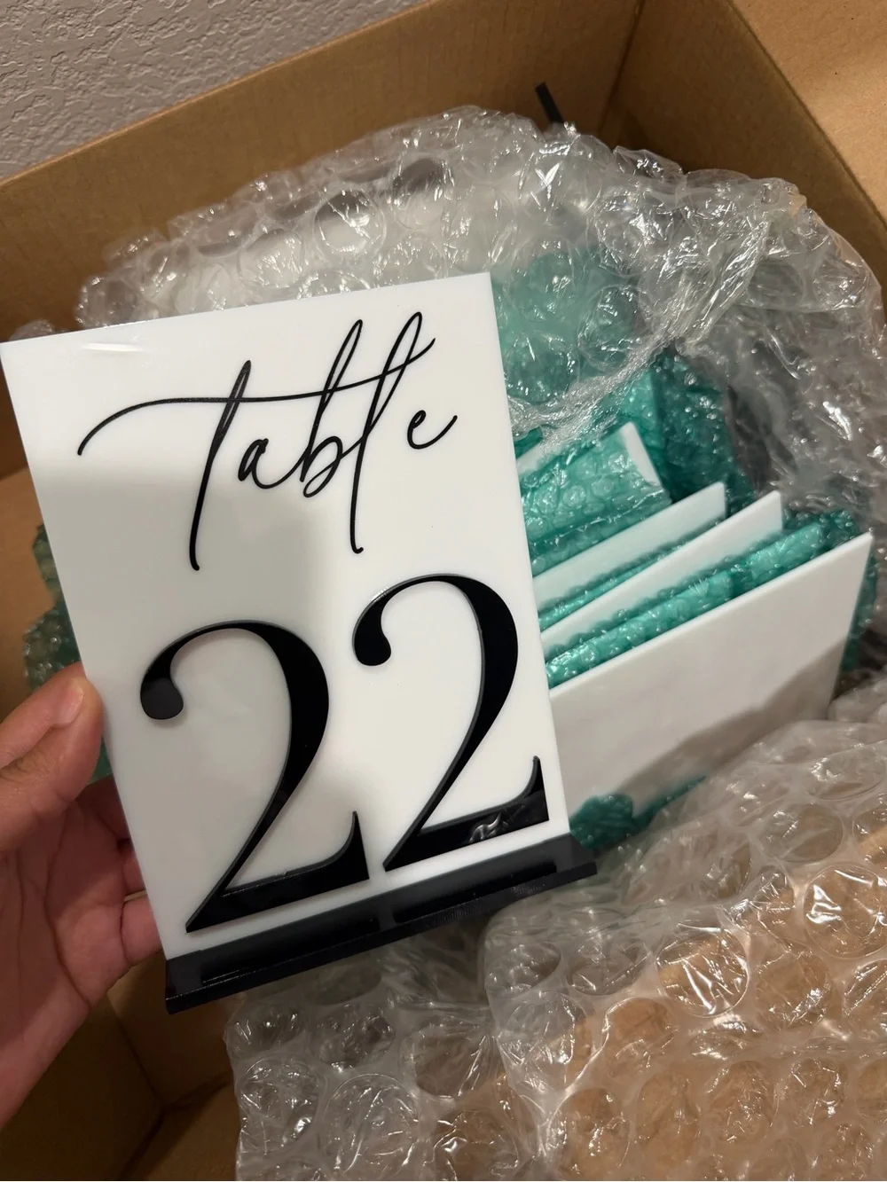Elegant Acrylic Table Numbers with Black Script